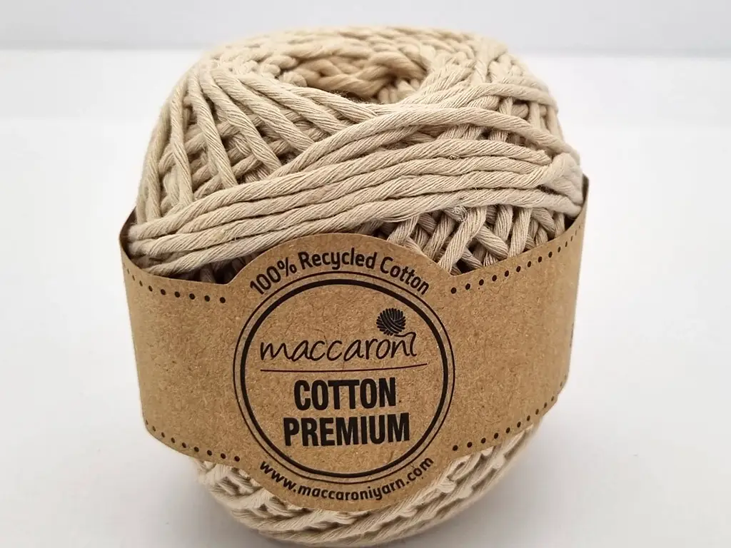 Sfoară bumbac natur, Maccaroni Cotton Premium, fir de 2mm grosime, 100gr