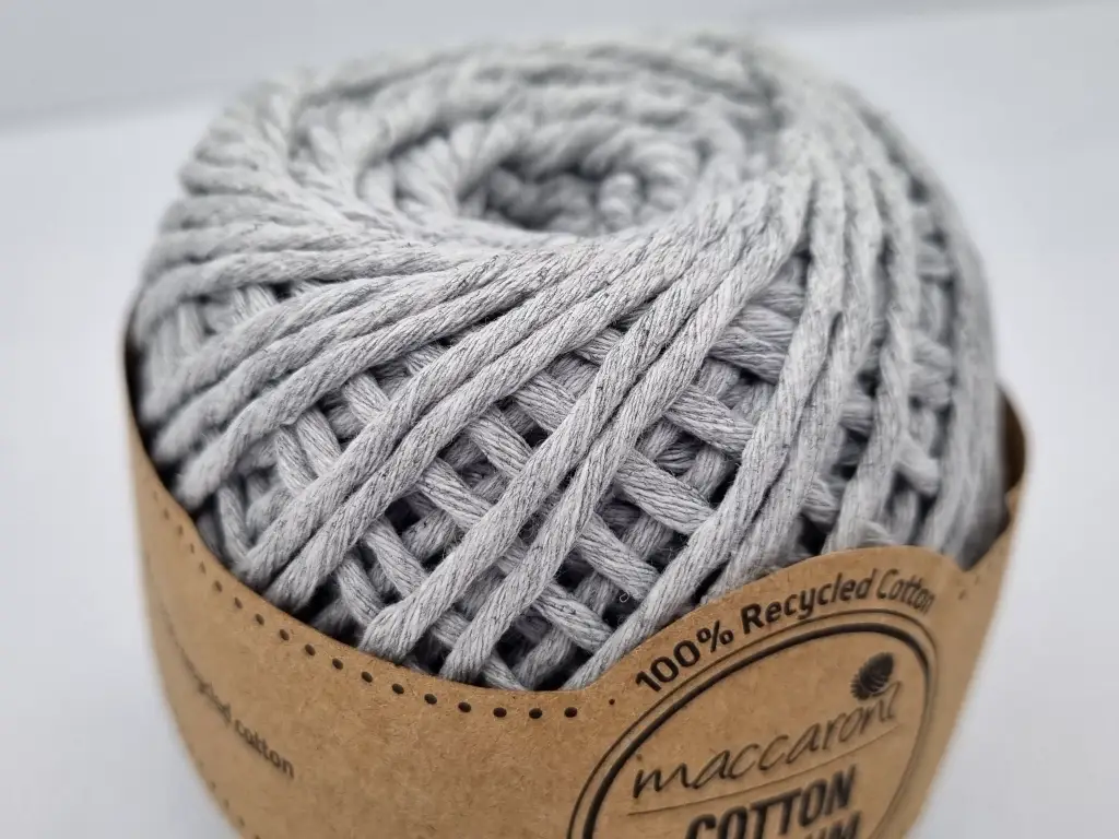 Sfoara bumbac gri deschis, Maccaroni Cotton Premium, fir de 2 mm grosime, 100g