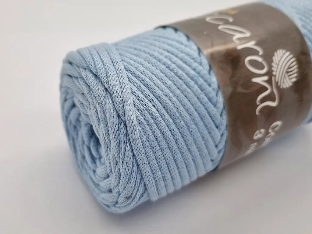 Snur din bumbac, Maccaroni Cotton Cord bleu, 3 mm grosime