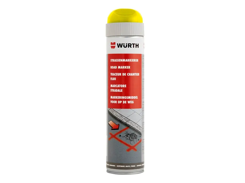 Spray cu vopsea pentru marcaje Galben, Wurth, 600 ml, lavetă de curățare inclusă