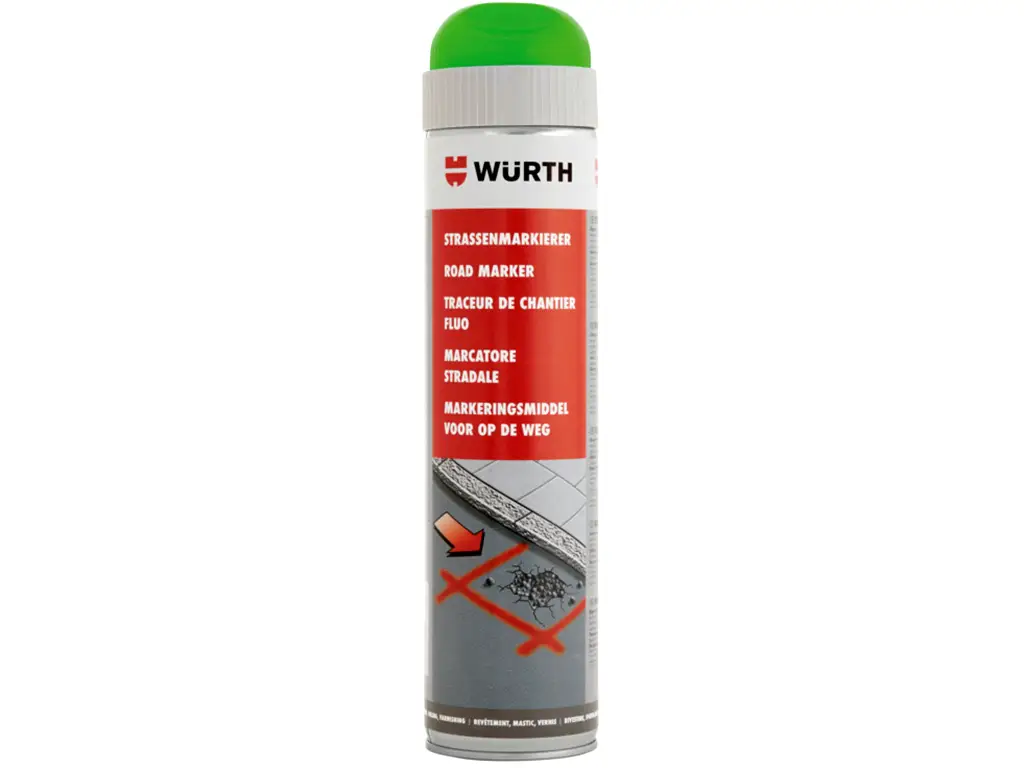 Spray cu vopsea pentru marcaje Verde Neon, Wurth, 600 ml, lavetă de curățare inclusă