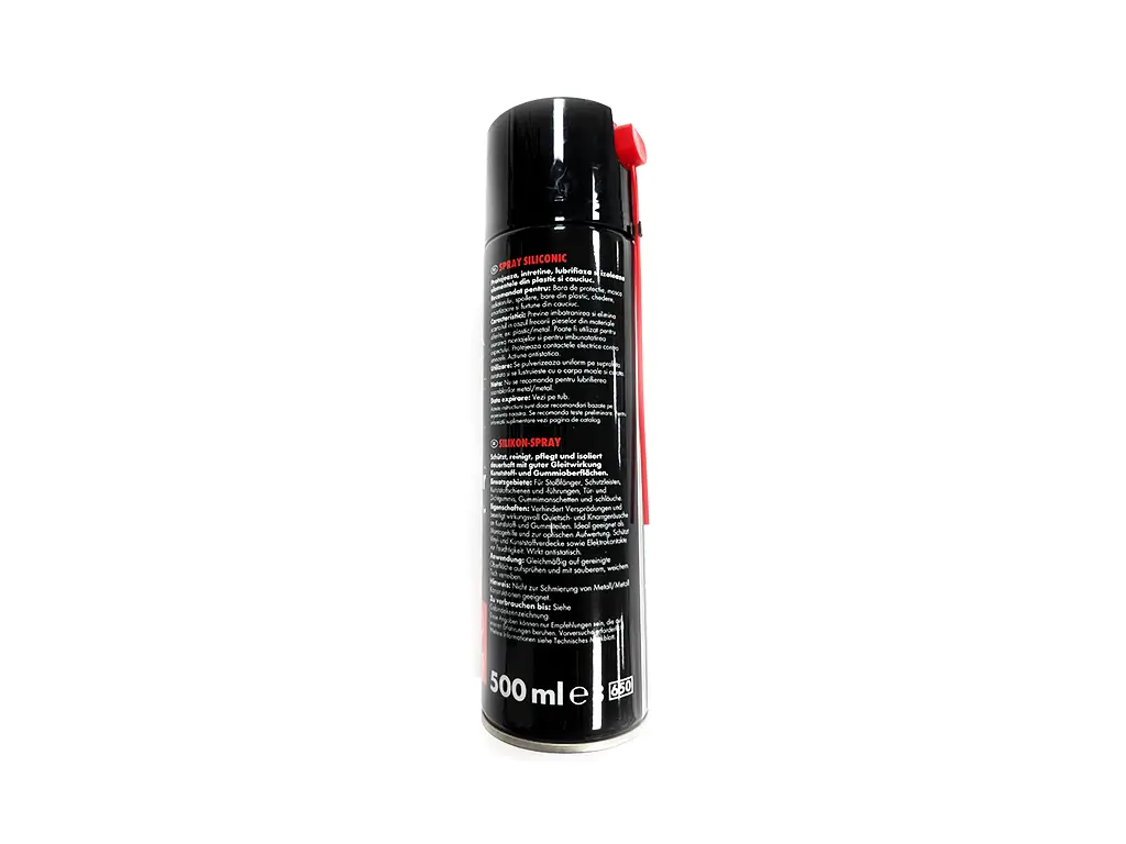 Spray siliconic Wurth, pentru materiale plastice, cauciuc și metal, 500ml, lavetă de curățare inclusă