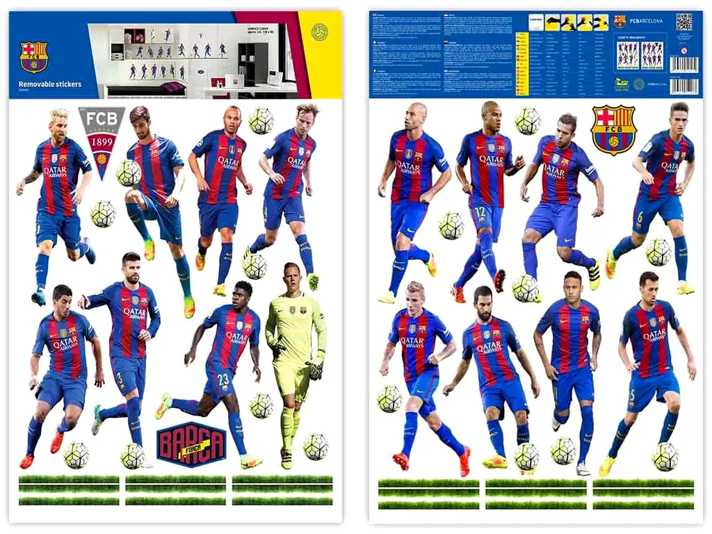 Sticker 16 fotbalişti FC Barcelona, Imagicom, autoadeziv