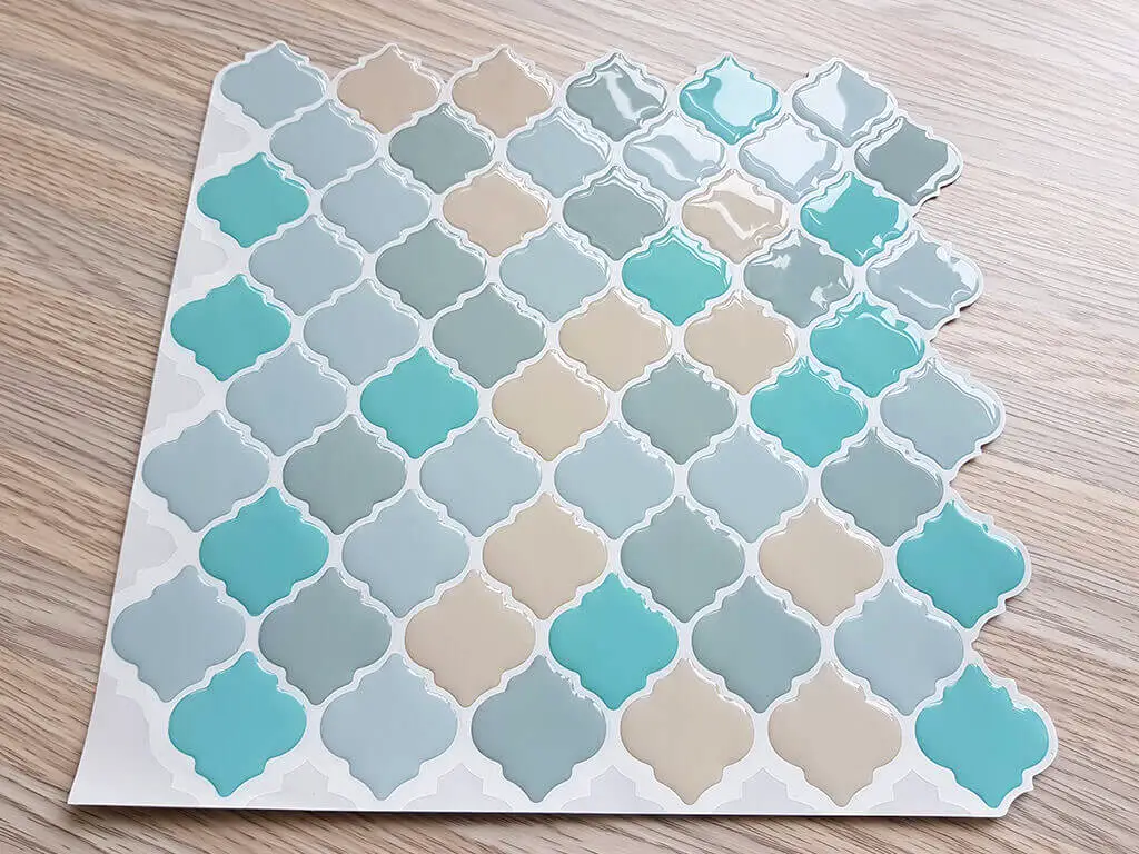 Faianţă autoadezivă 3D Smart Tiles Damasc Pastel, Folina, turcoaz, set faianță 10 bucăţi