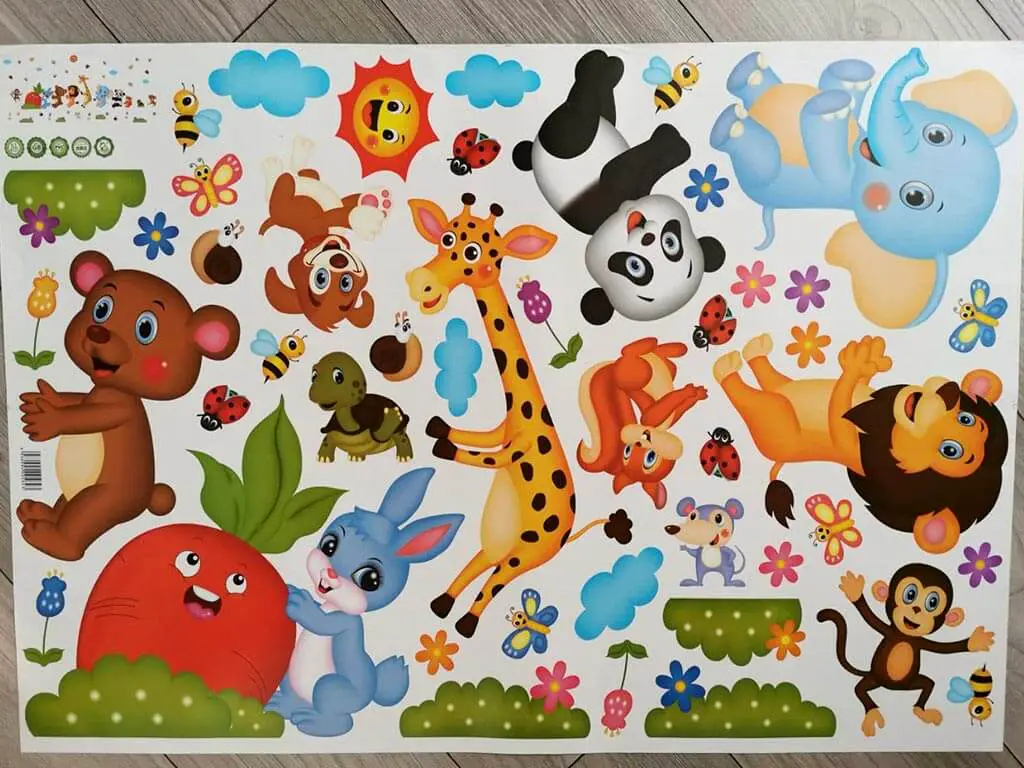 Stickere copii, Folina, animale, multicolor, planşă de 60x90 cm