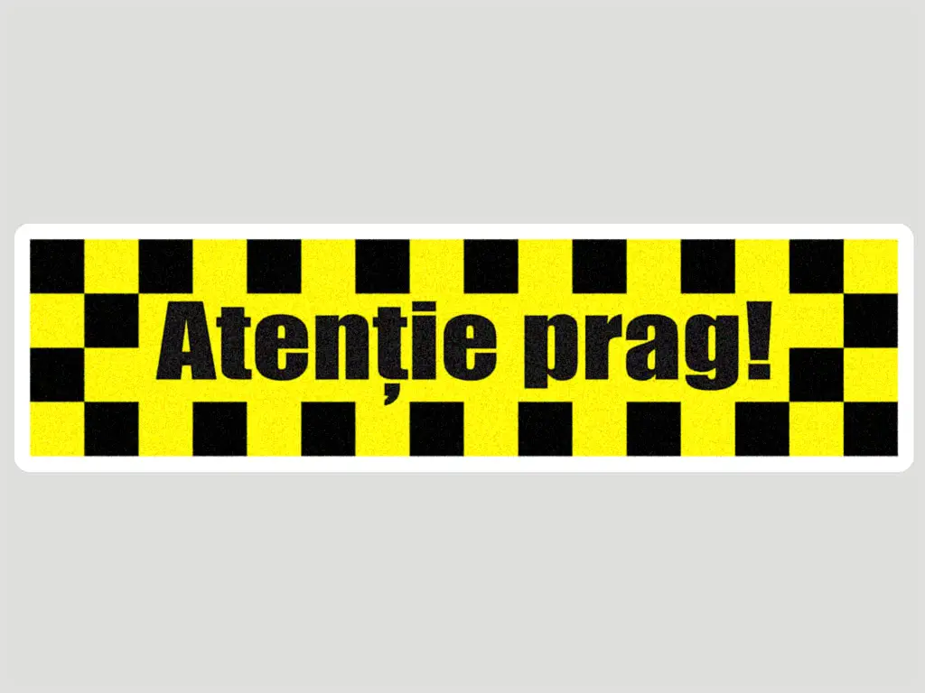Sticker antiderapant podea „Atenție la prag” pentru scări și praguri – 50x13 cm, set 2 buc