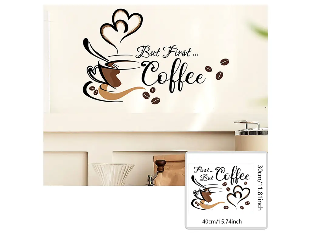 Sticker decorativ cafea – pentru bucătărie, cafenele și magazine de specialitate, 40x30 cm