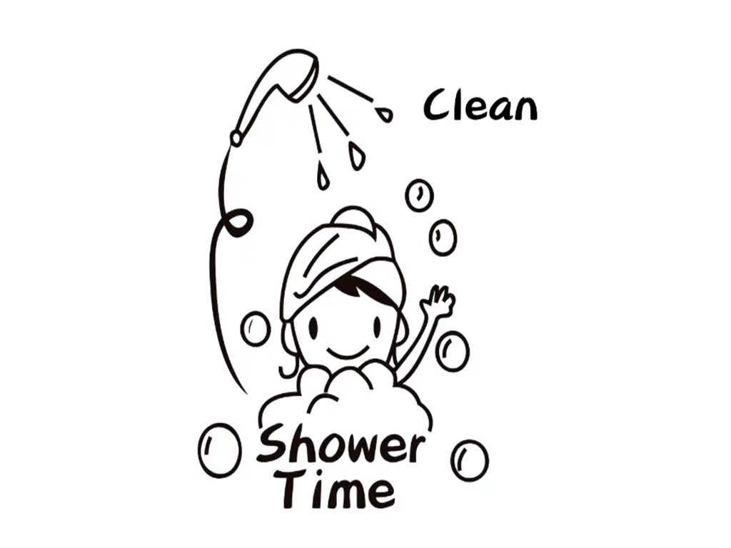 Sticker cabină duş, Folina, Shower time, negru, 70x58 cm