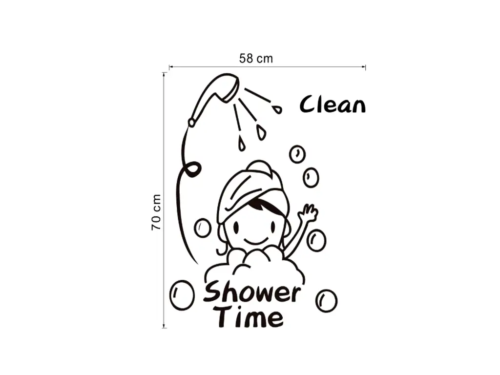 Sticker cabină duş, Folina, Shower time, negru, 70x58 cm
