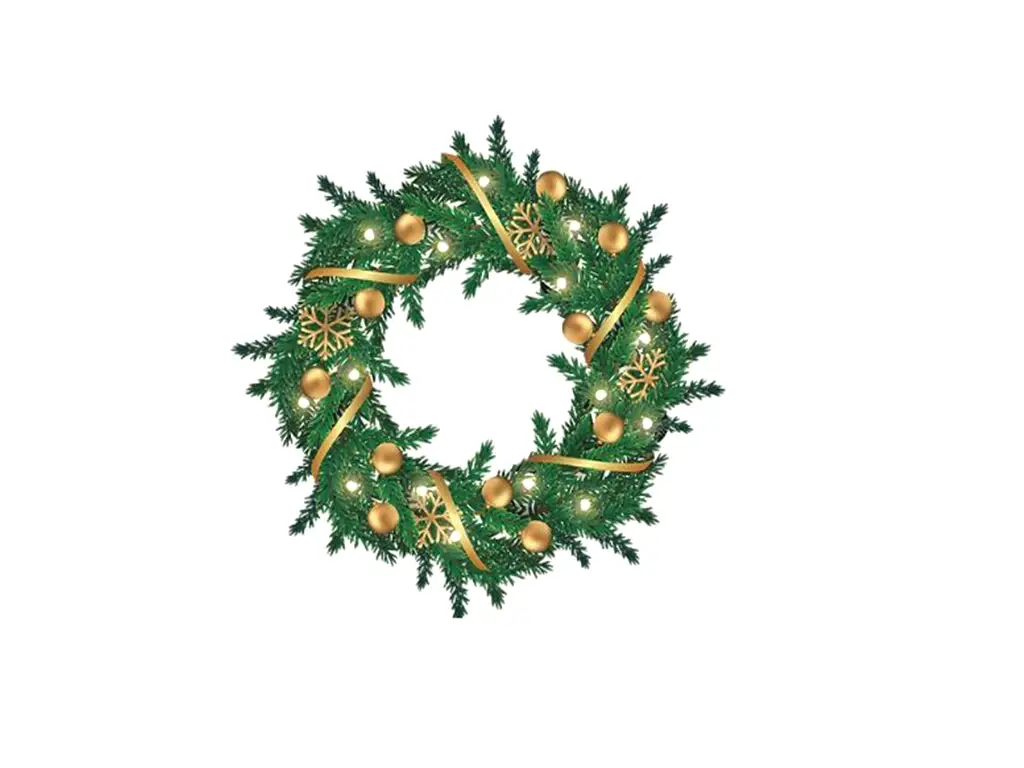 Sticker Crăciun, coroniţă cu ornamente bej, 38 cm diametru - se lipeste pe geam, usa, perete