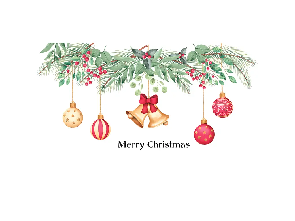 Sticker Crăciun, decor ghirlandă cu globuri şi clopoţei, 56x115 cm
