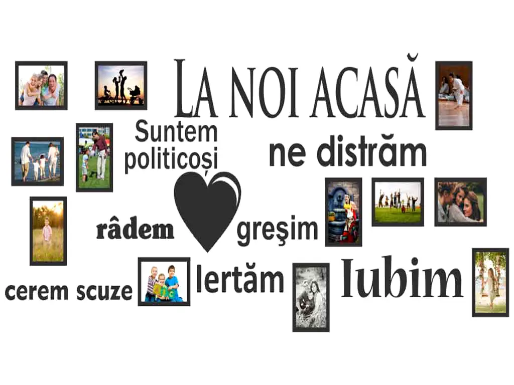 Sticker perete Acasă cu rame foto, Folina, negru