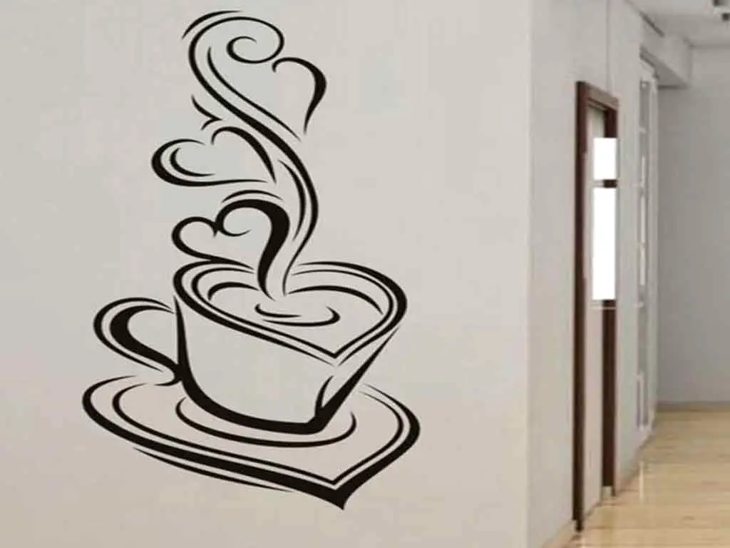 Sticker decorativ Ceaşcă de Cafea, Folina, negru, 45 x 90 cm