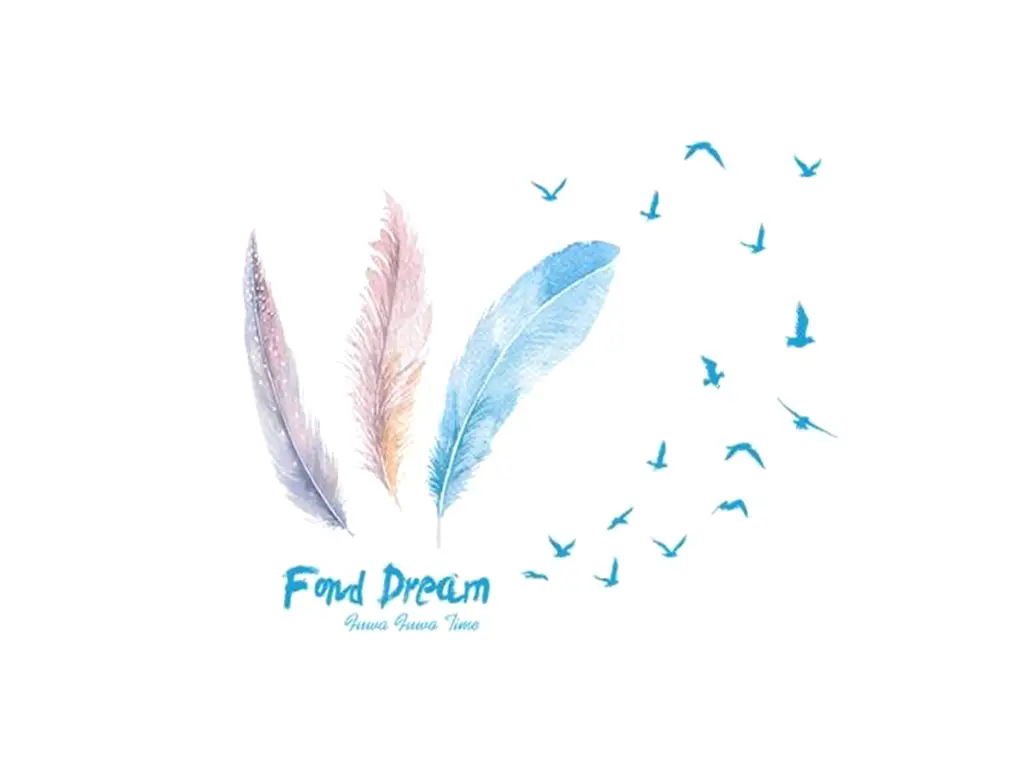 Sticker decorativ Dream, pene în nuanţe pastel şi păsări