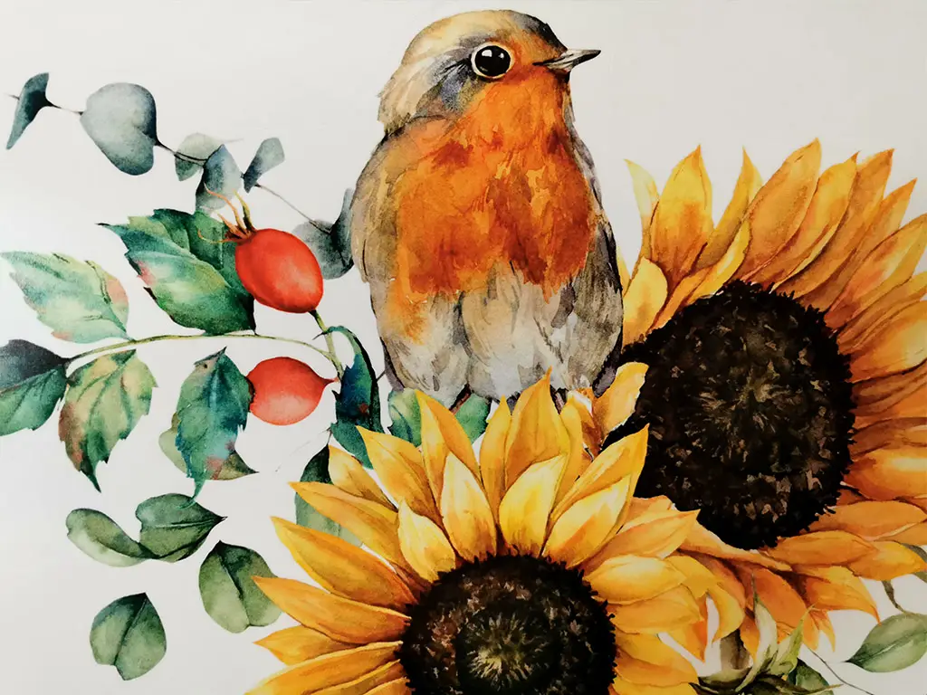 Sticker decor cu floarea soarelui, 45x37 cm