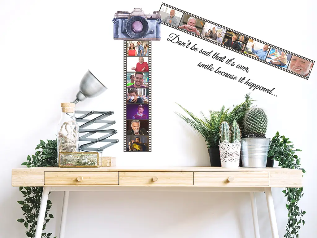 Sticker decorativ pentru perete cu citat și rame foto, Folina, multicolor