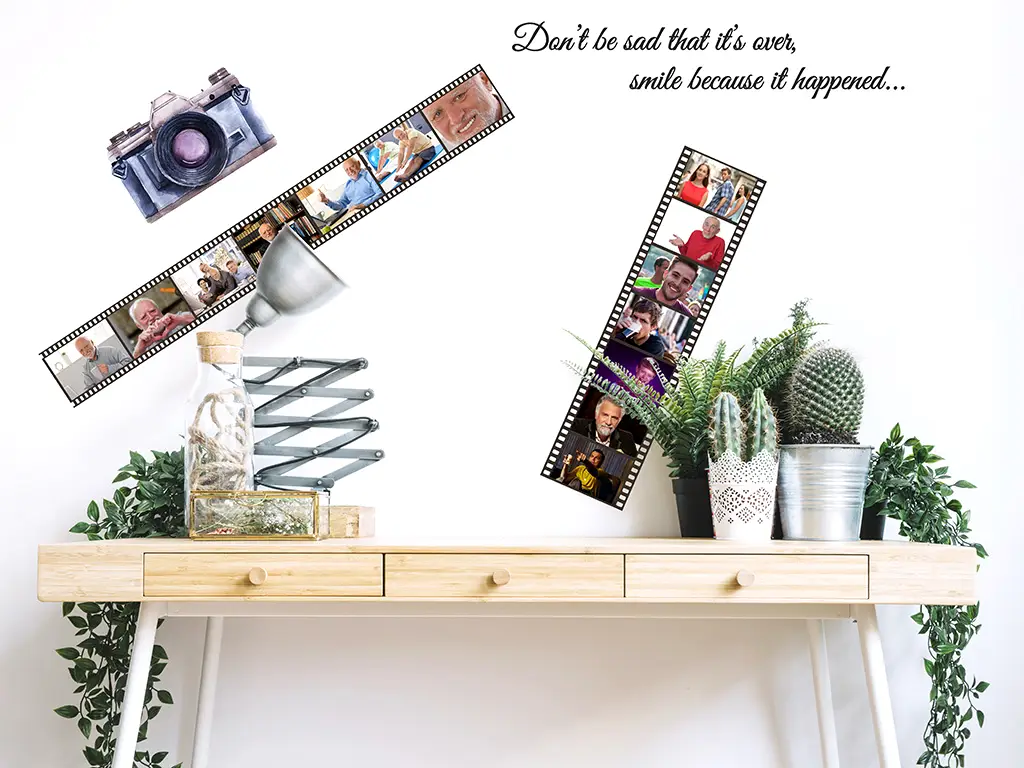 Sticker decorativ pentru perete cu citat și rame foto, Folina, multicolor