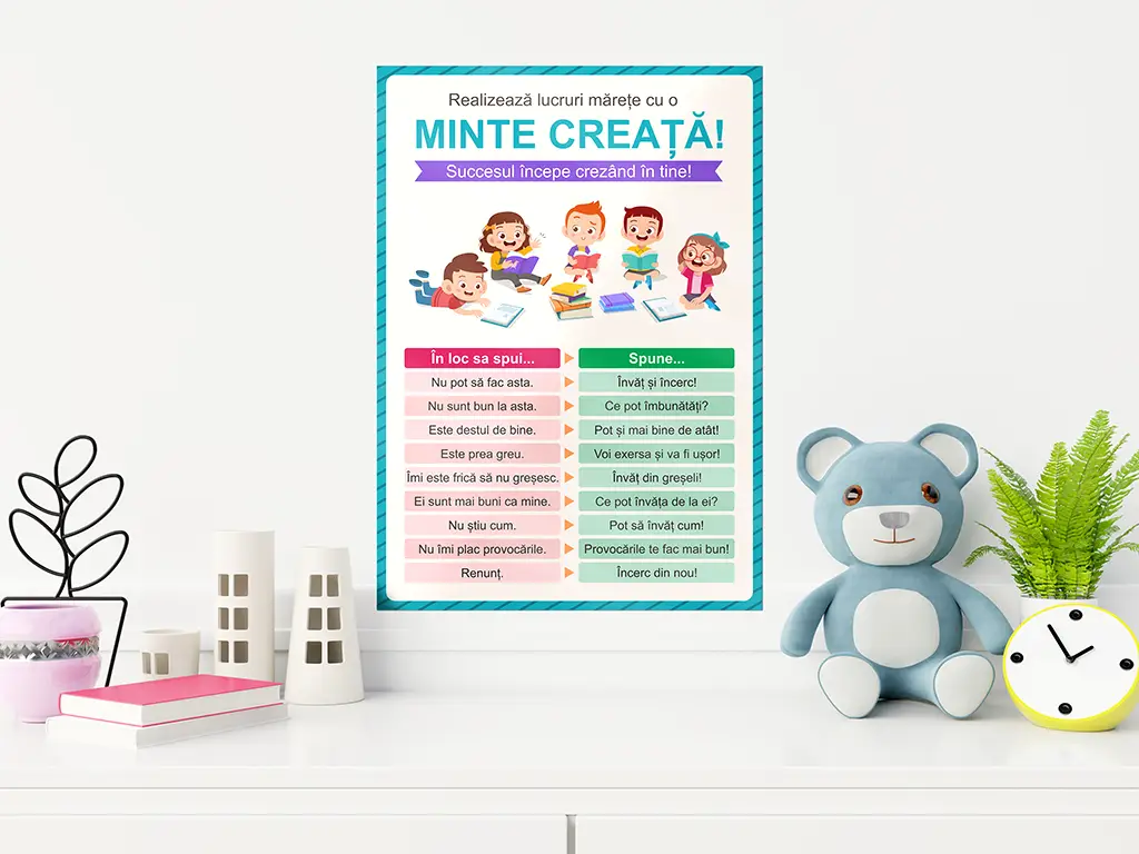 Sticker Minte creață, Folina, pentru copii, colorat, 59x42 cm A2, racletă de aplicare inclusă