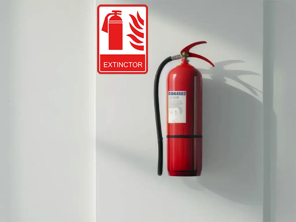 Sticker Avertizare „Extinctor” – Siguranță și Vizibilitate în Situații de Urgență