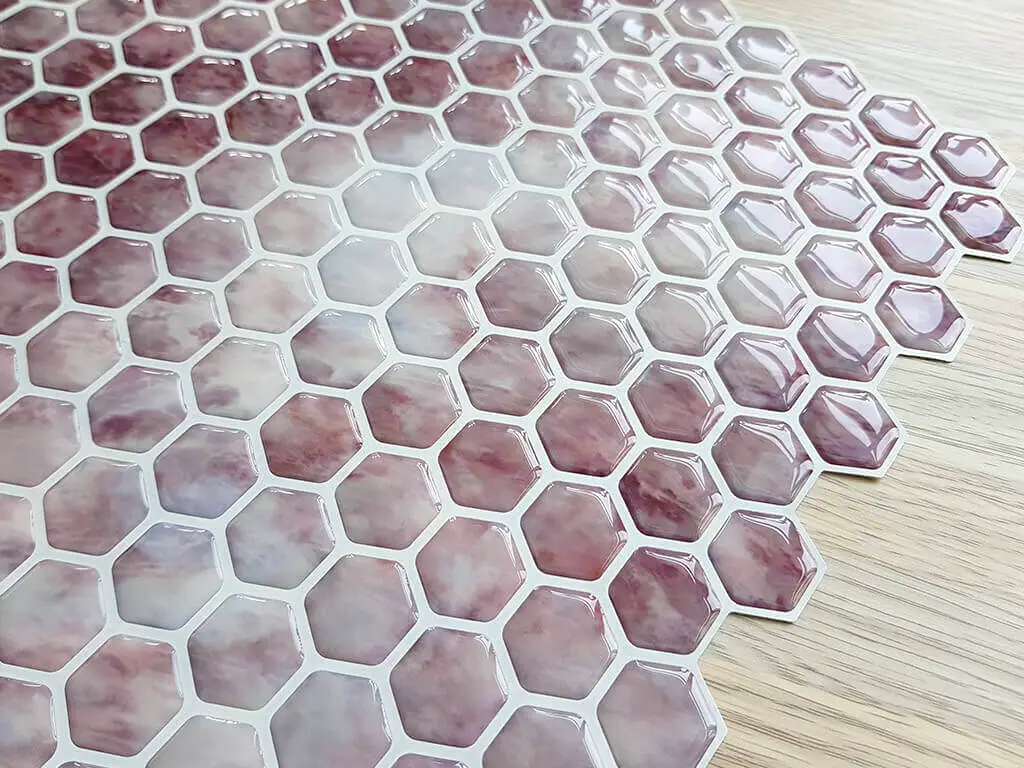 Faianţă autoadezivă 3D Smart Tiles Elissa, Folina, mozaic mov, set faianță 10 bucăţi