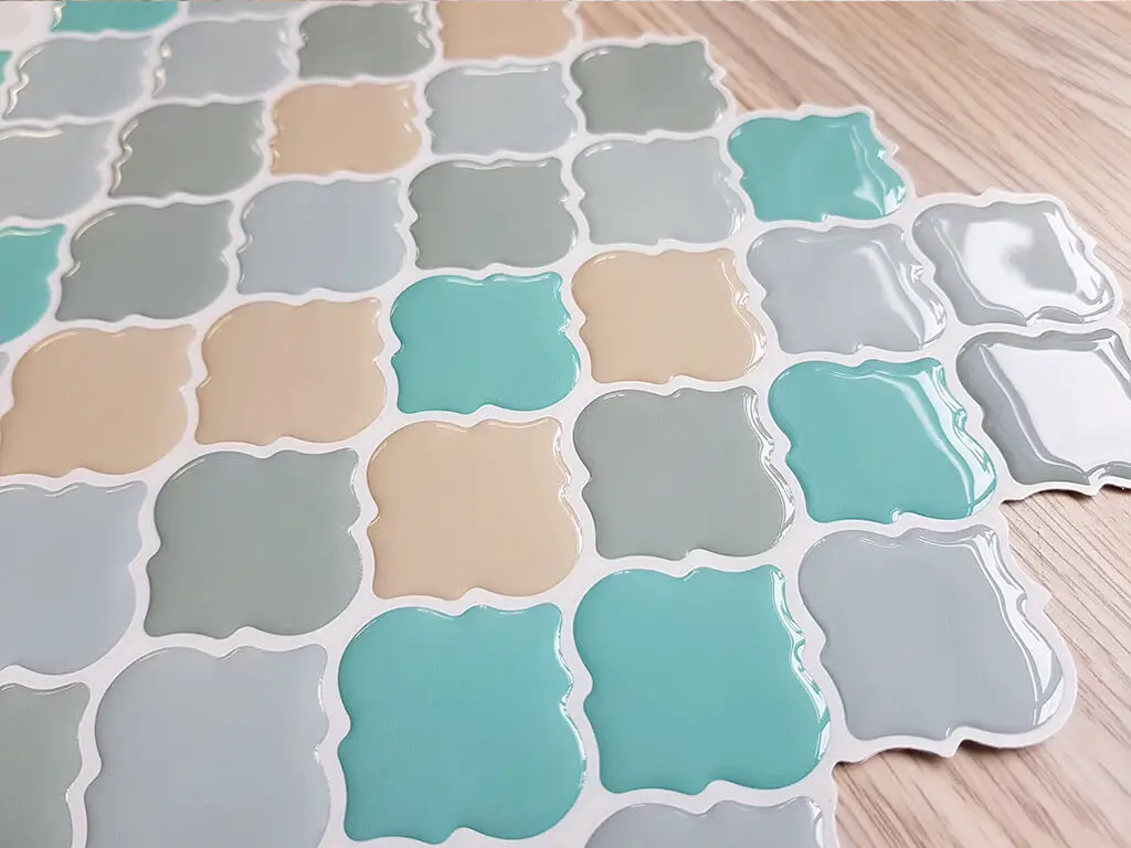 Faianţă autoadezivă 3D Smart Tiles Damasc Pastel, Folina, turcoaz, set faianță 10 bucăţi