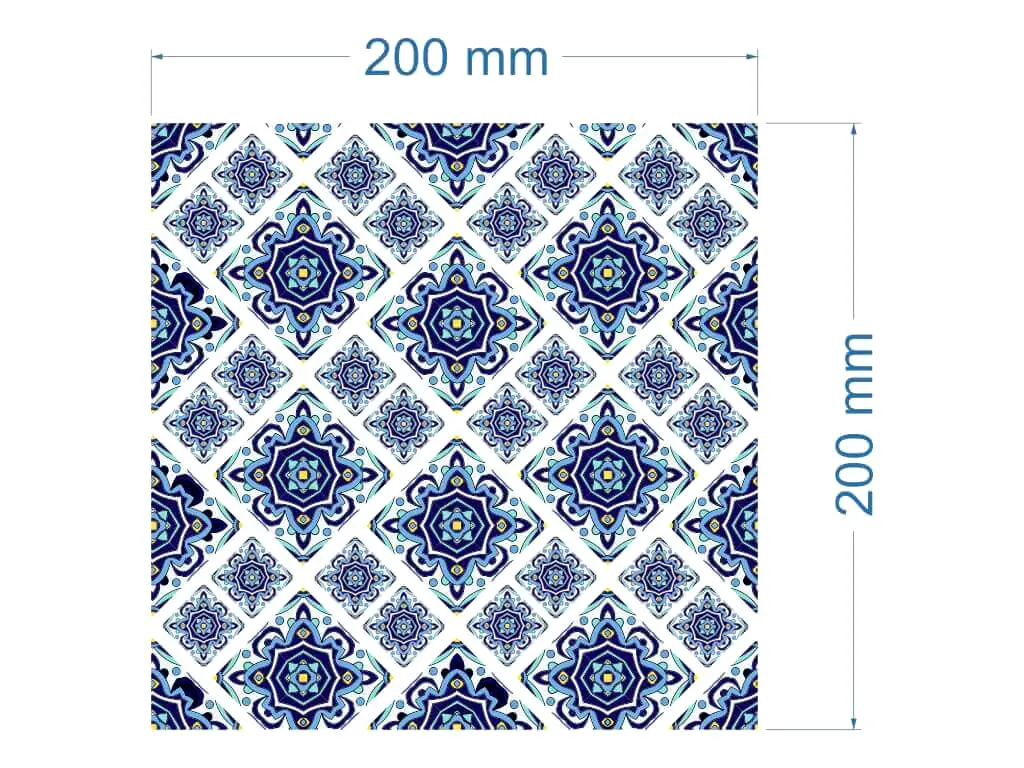 Set 30 Stickere faianţă Sinin, Folina, model stilizat cu flori albastre, 20x20 cm