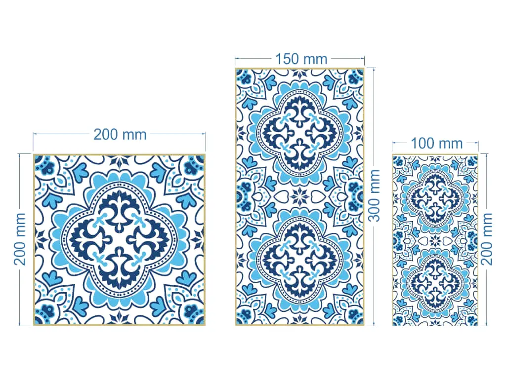 Sticker faianţă Naboo, Folina, decorațiune albastră, sticker set 30 bucăţi