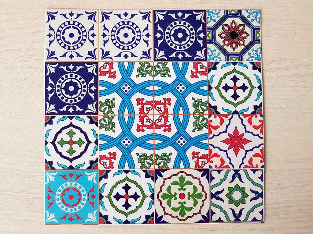 Sticker faianţă Mora, Folina, decorațiune cu model colorat, set sticker 6 bucăţi