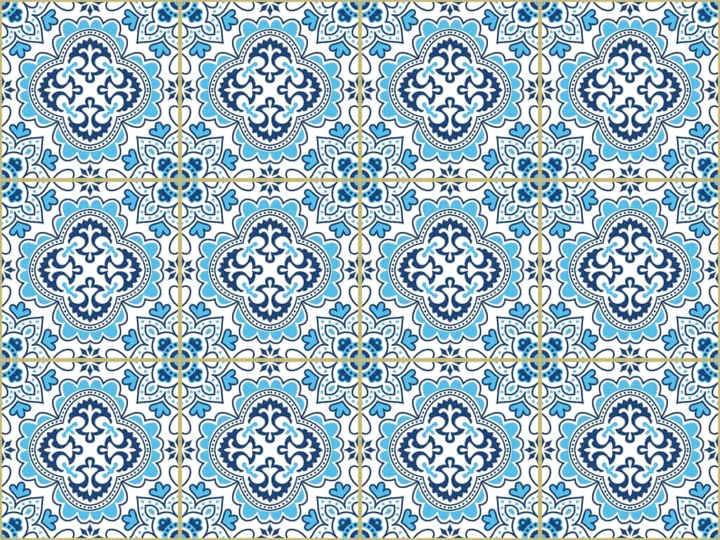 Sticker faianţă Naboo, Folina, decorațiune albastră, sticker set 30 bucăţi