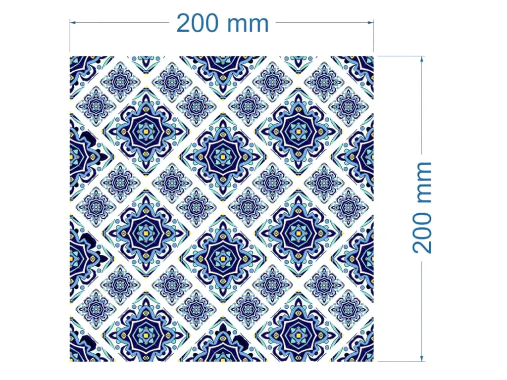 Set 30 Stickere faianţă Sinin, Folina, model stilizat cu flori albastre, 20x20 cm