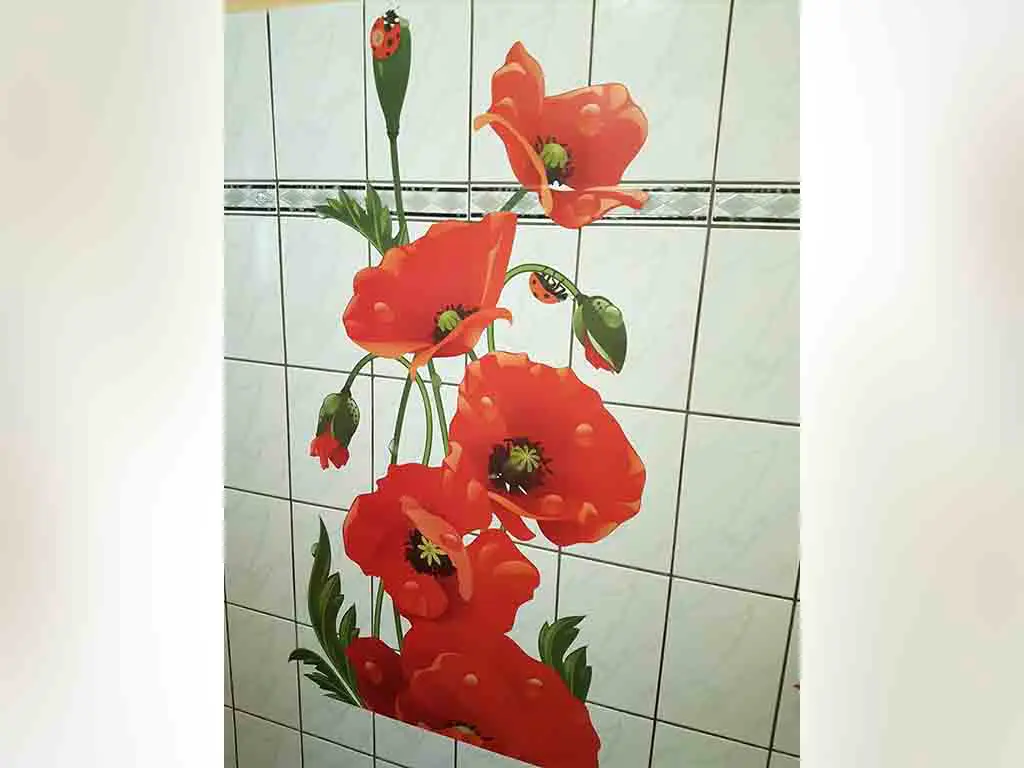 Sticker perete Floare de Mac, Folina, model floral, multicolor,75 x 150 cm