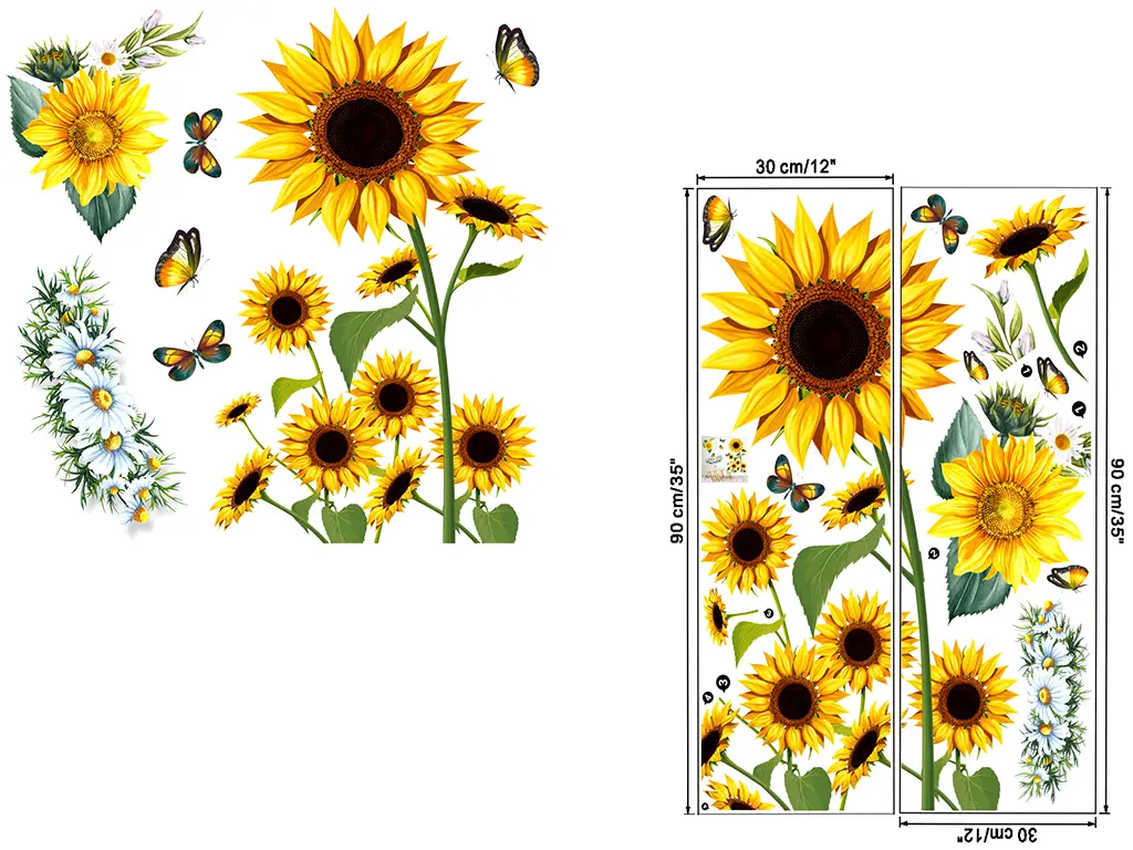 Sticker floarea soarelui, Folina KSY107, 100 cm înălţime
