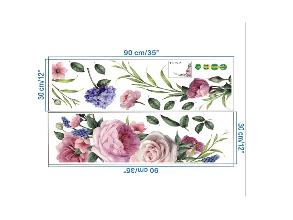 Sticker perete, Folina, decor floral mov, 80x80 cm