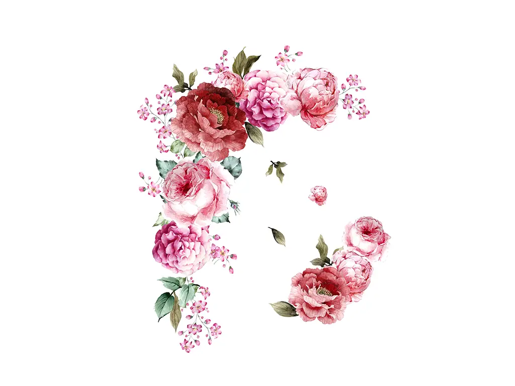 Stickere flori, Folina KSY10, decor floral roz