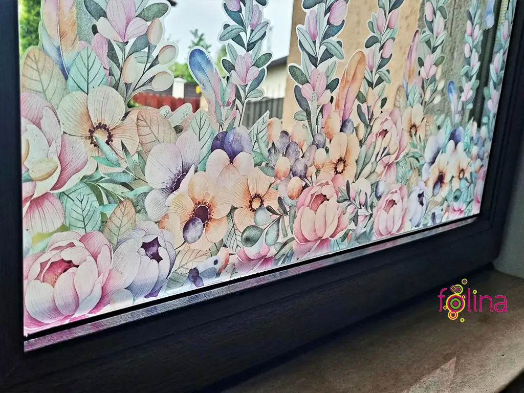 Stickere flori Blossom, Folina, bordură decorativă cu flori pastel watercolor, 84 cm
