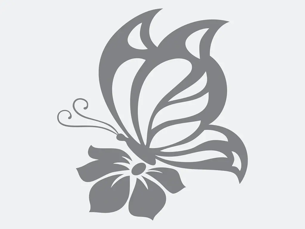 Sticker Fluture, Folina, decorațiune de culoare gri, sticker autoadeziv