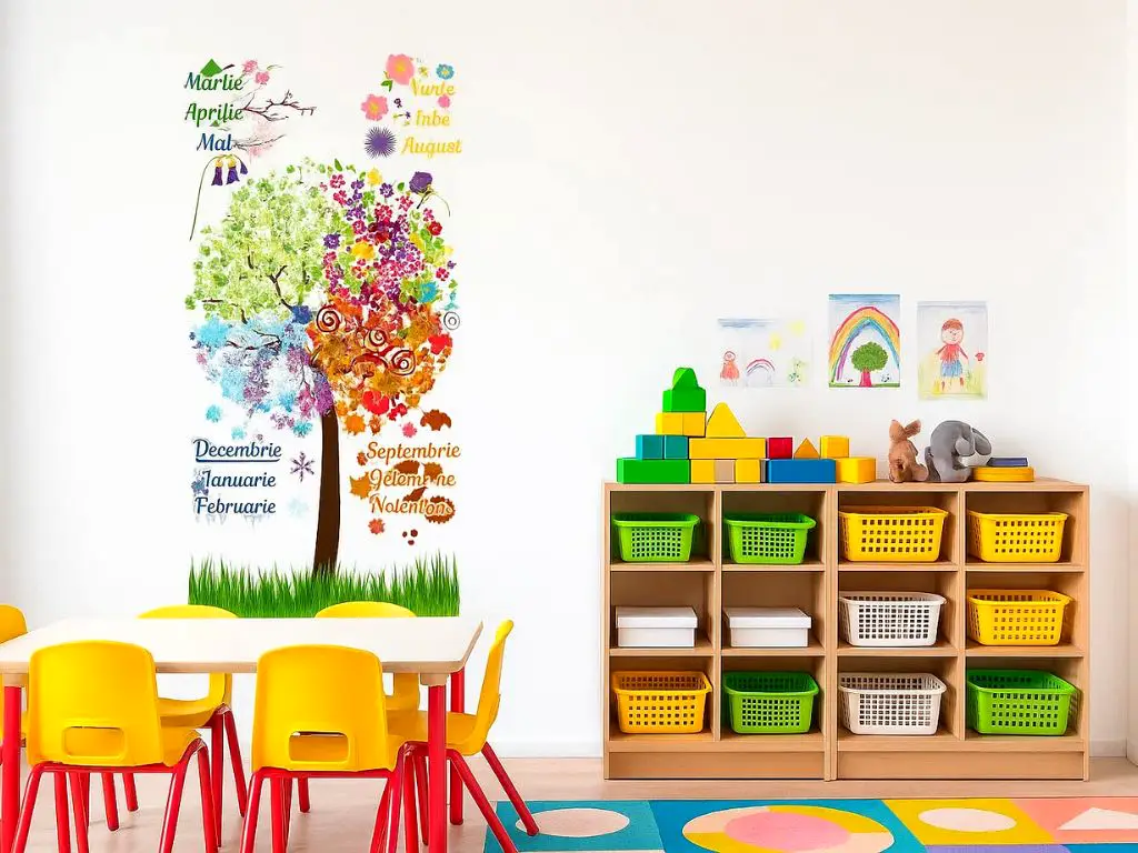 Sticker grădiniță Copacul anotimpurilor, Folina, multicolor, 200x95 cm