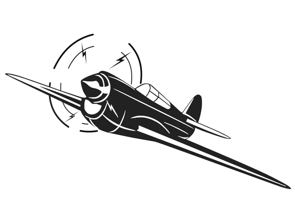 Sticker grafic Avion vânătoare, Folina, autoadeziv, negru