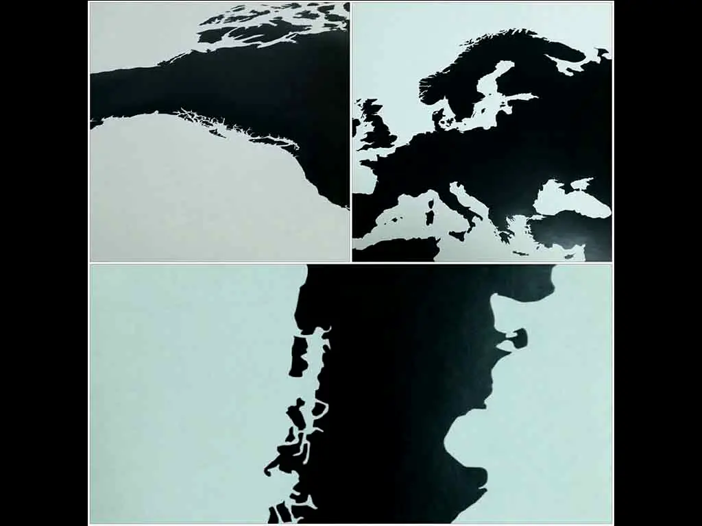 Sticker Harta lumii, Folina, negru, planșă mare de 100x200 cm, racletă de aplicare inclusă