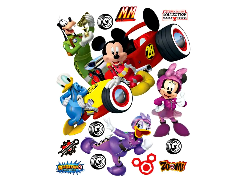 Sticker Mickey şi piloţii de curse, AGDesign, decorațiune pentru copii, planșă sticker 65x85 cm