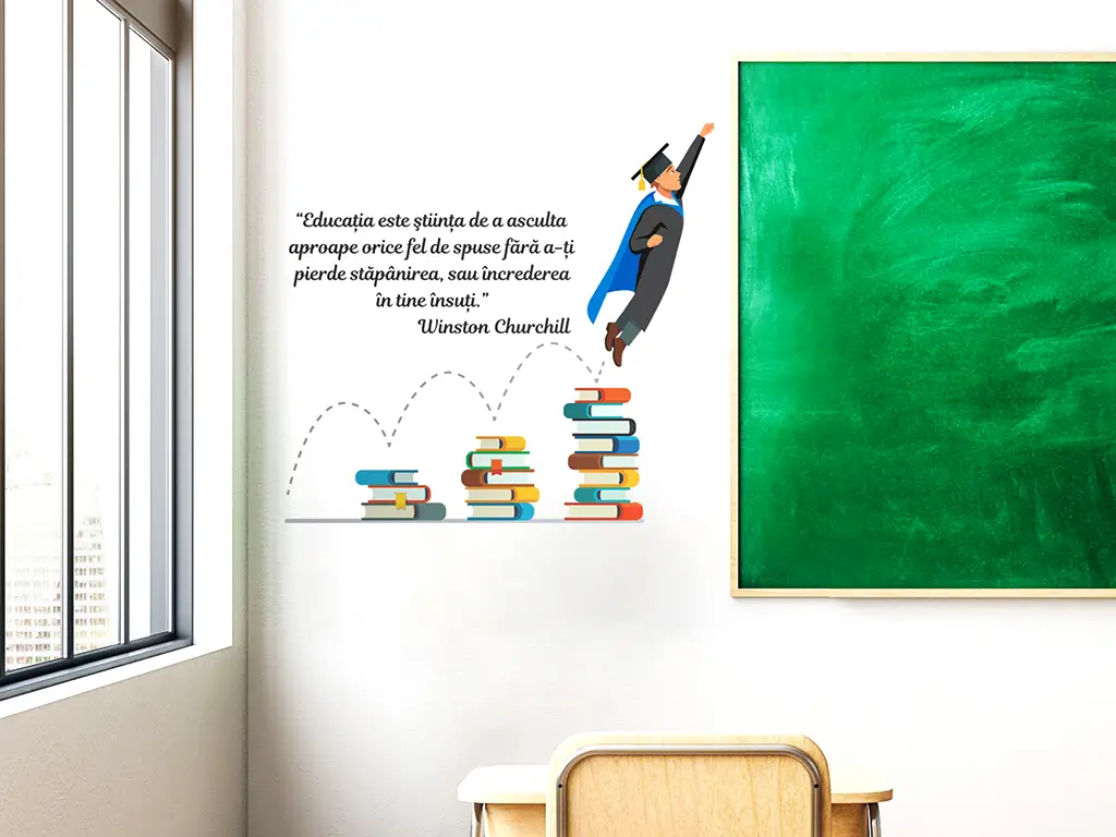 Sticker motivaţional Educaţie, Folina, pentru copii, multicolor, planșă mare de 100x100 cm, racletă de aplicare inclusă