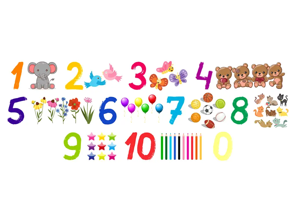 Stickere Numere cu multimi, Folina decor gradinita, multicolor, planșă mare de 70x150 cm, racletă de aplicare inclusă