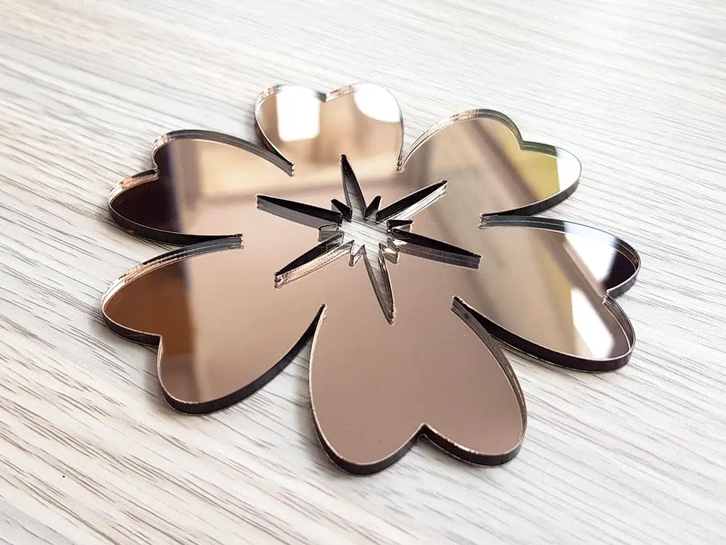 Set 10 stickere oglindă Floare, decorațiuni din oglindă acrilică bronz