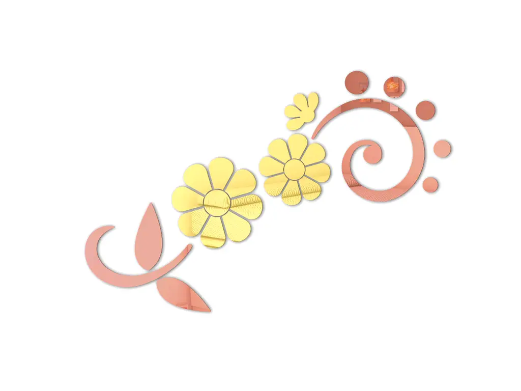Decoraţiune perete Daisy, Folina, din oglindă acrilică aurie şi bronz, 100x70 cm