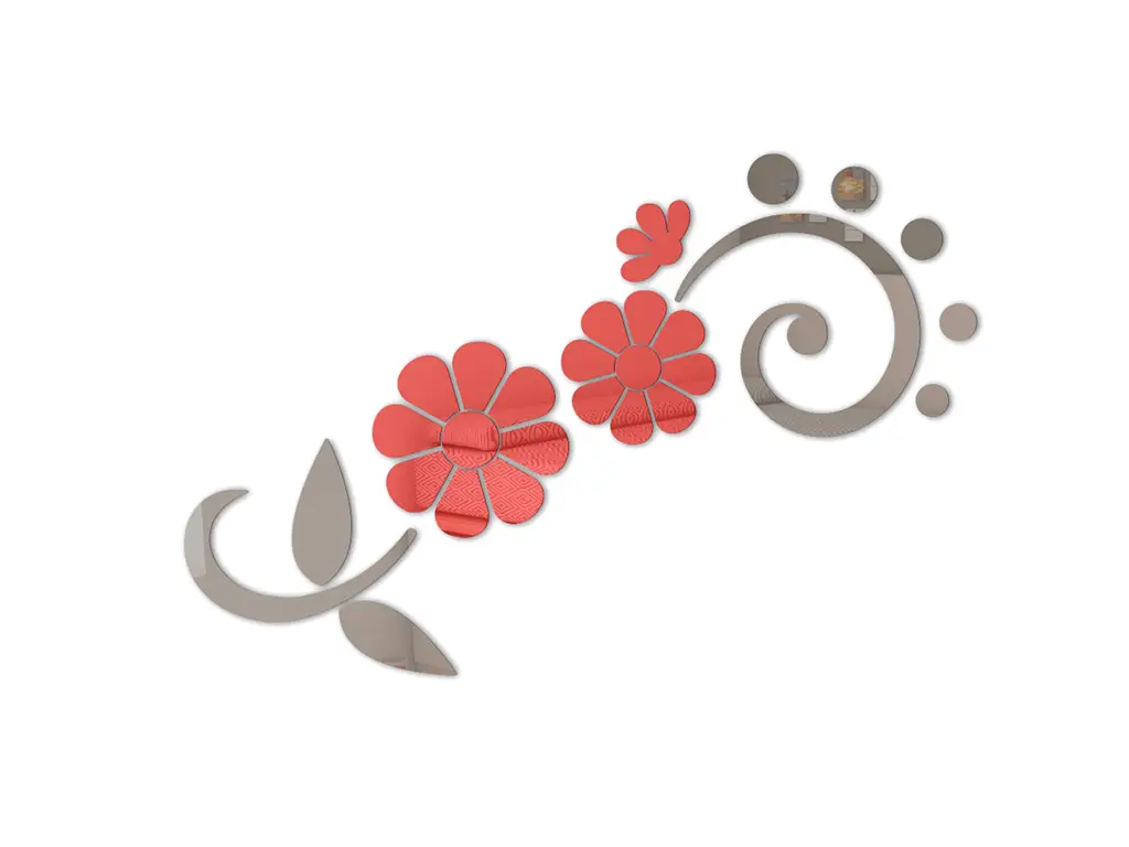 Decoraţiune perete Daisy, Folina, culoare oglindă roșie, dimensiune decorațiune 100x70 cm
