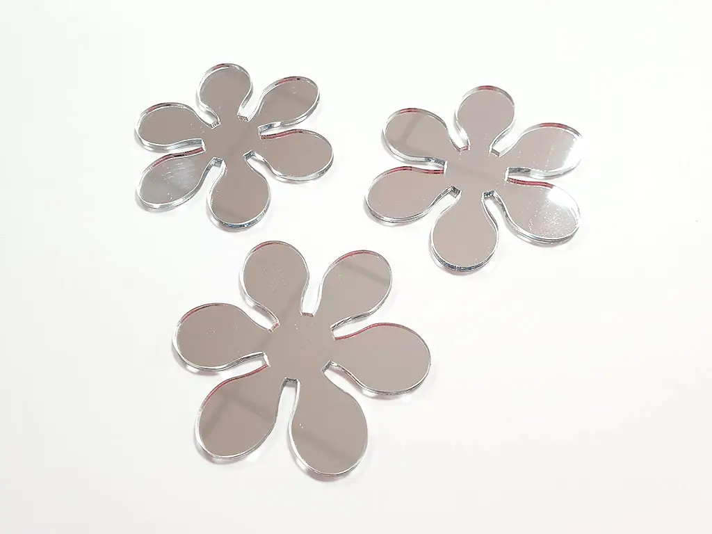 Set 10 Stickere oglindă Flori, decoraţiuni din oglindă acrilică argintie
