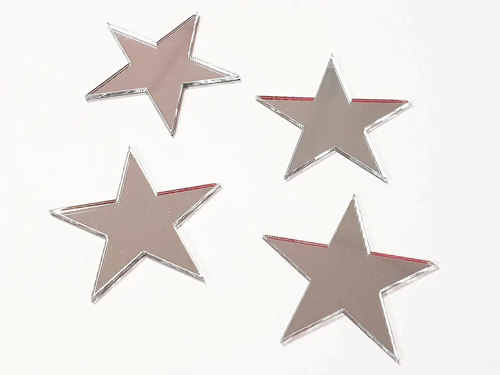 Set 50 stickere steluţe, decoraţiune perete din oglindă acrilică argintie