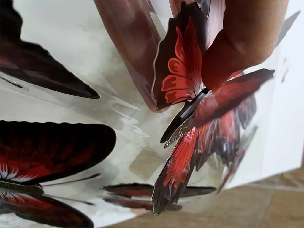 Sticker 3D Fluturi Papillon, Folina, vișiniu, set 6 bucăți