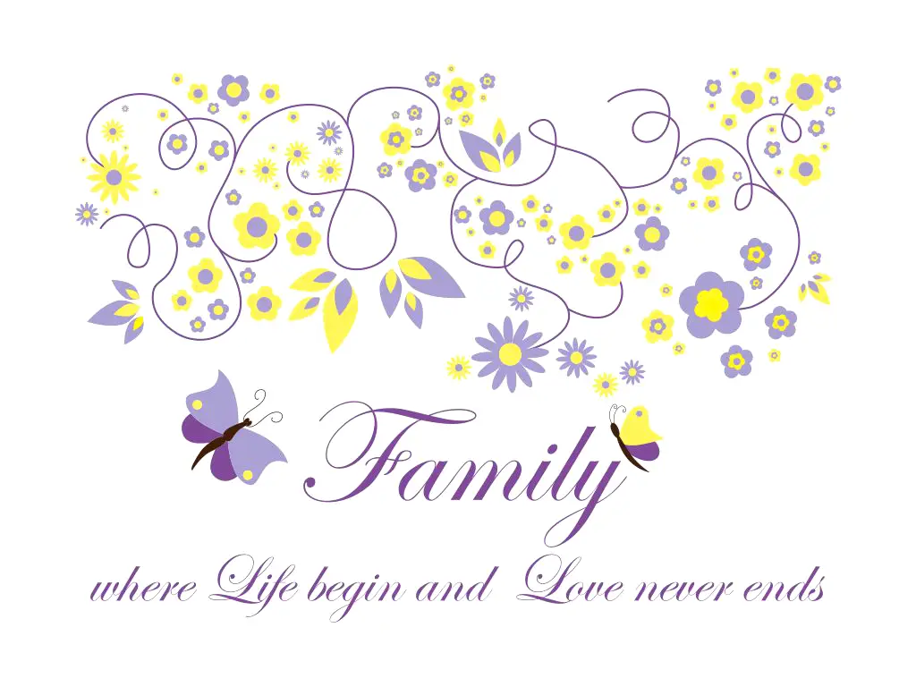 Sticker perete Familia, Folina, model mov floral