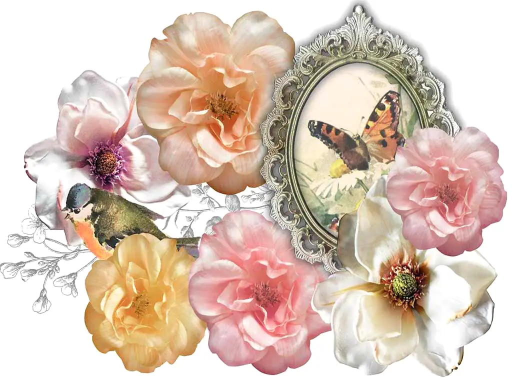 Sticker decorativ Romantic Flowers, d-c-fix, model floral, multicolor, set 2 bucăți
